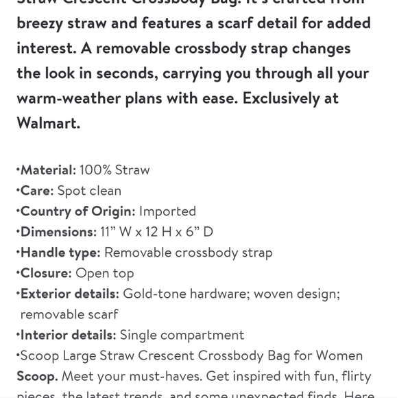 Scoop Women's Large Straw Crescent Crossbody Bag - Picture 7 of 7